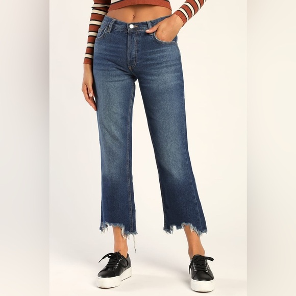 Free People We The Free The Maggie Mid-Rise Straight Leg Frayed Jeans - Size 30 - Picture 3 of 16
